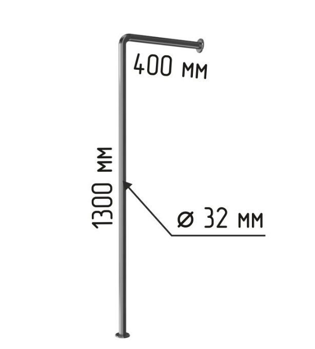 Поручень для писсуара напольно-пристенный Г-образный 400х1300мм