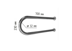 Поручень для унитаза двухопорный неоткидной без бумагодержателя 700х230мм Ø 32