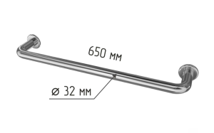 Поручень для ванной прямой настенный 650мм Ø 32
