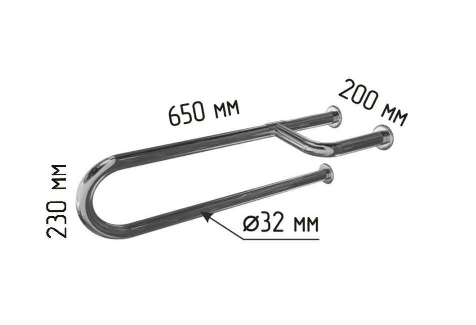 Поручень для раковины трехопорный универсальный 650мм