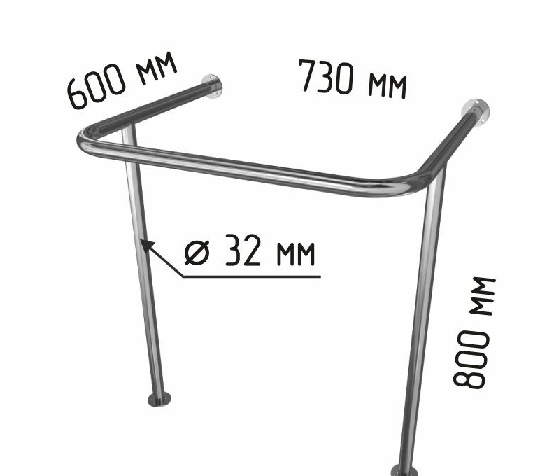 Поручень для раковины на стойках 600х730х800 мм