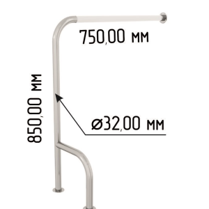 Поручень для туалета для инвалидов с ПВХ накладкой напольный h-образный - Левый