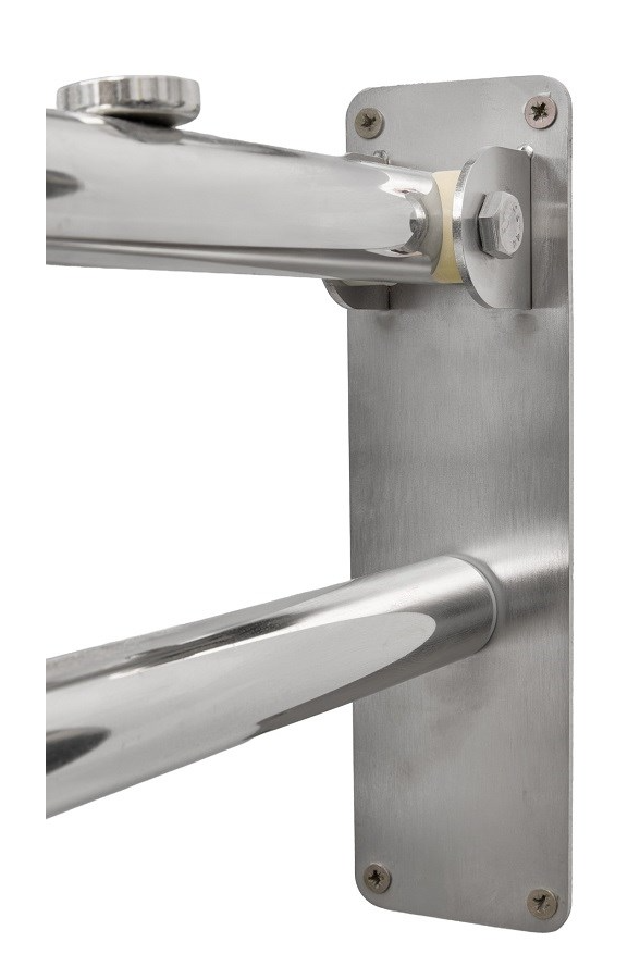 Поручень откидной для унитаза для инвалидов настенный откидной с опорой к полу 625х750 d32 — изображение 3