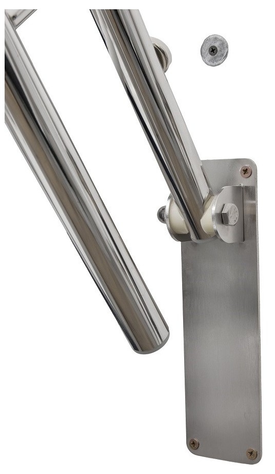 Поручень откидной для унитаза для инвалидов настенный откидной с опорой к полу 625х750 d32 — изображение 2