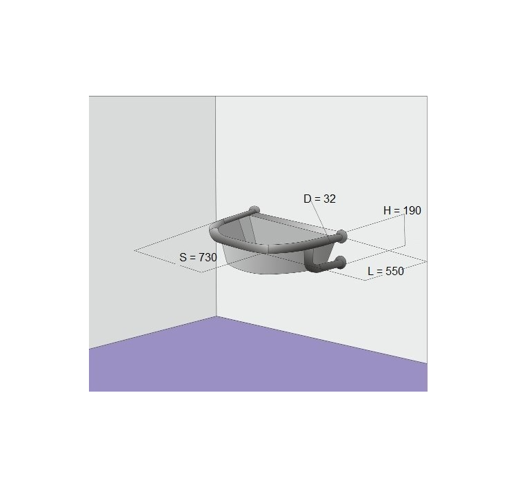 Поручень для полукруглой раковины настенный — изображение 2