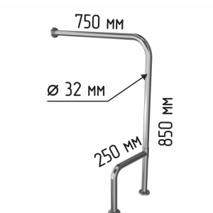 Поручень опорный для туалета напольный для инвалидов h-образный, универсальный