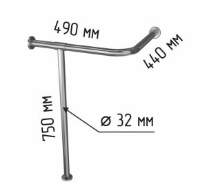 Поручень для угловой раковины арт. DS IF35 на стойке 440х490х750мм, универсальный