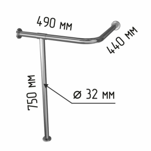Поручень для угловой раковины арт. DS IF35 на стойке 440х490х750мм, универсальный