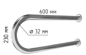 Поручень для раковины для МГН настенный двухопорный 600мм Ø 32 из нержавеющей стали