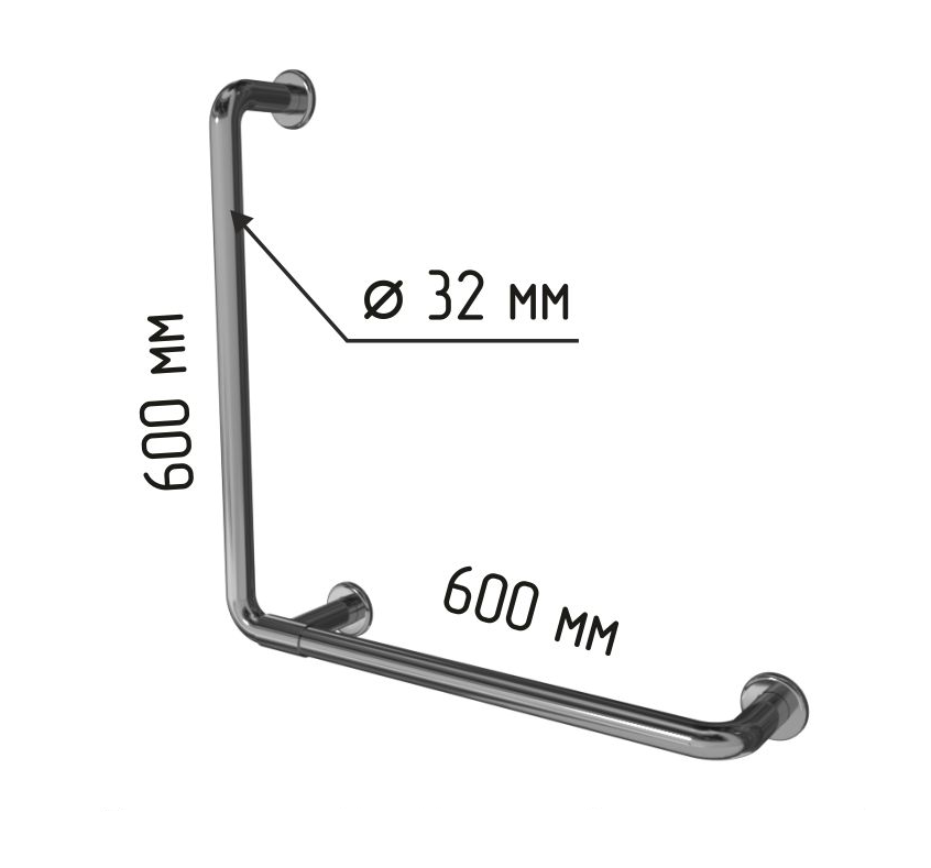 Поручень для инвалидов L-образный комбинированный
