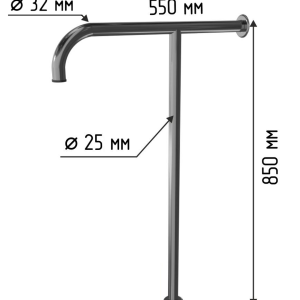 Поручень для раковины напольно-пристенный 550х850мм, для людей с ограниченными возможностями