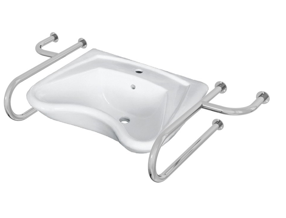 Поручень для раковины для МГН трехопорный универсальный 600мм из нержавеющей стали — изображение 2