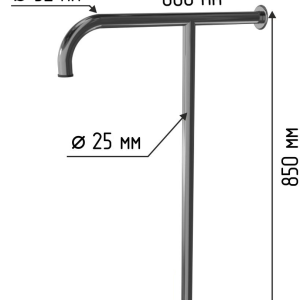 Поручень для раковины напольно-пристенный 600х850мм из нержавеющей стали