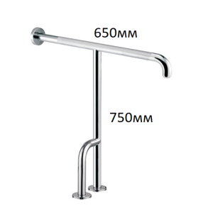 Поручень опорный напольный для ванной и санузла т-образный 650х750мм - Левый