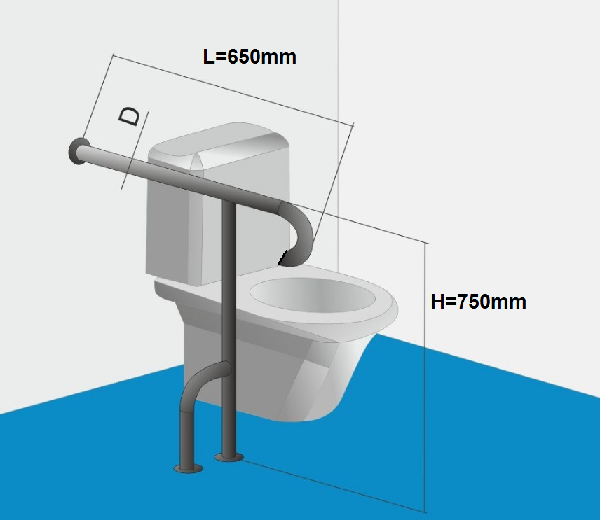 Поручень опорный напольный для ванной и санузла т-образный 650х750мм - Левый — изображение 5