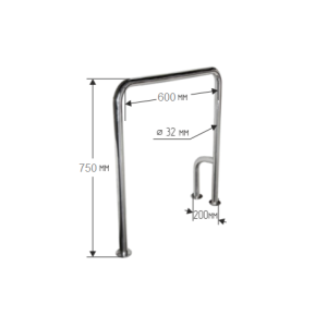 Поручень опорный для ванной и санузла стационарный П-образный 600х200х750мм