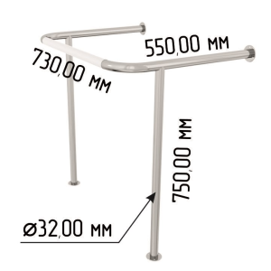 Поручень для раковины с ПВХ накладкой на стойках 550х730х750мм