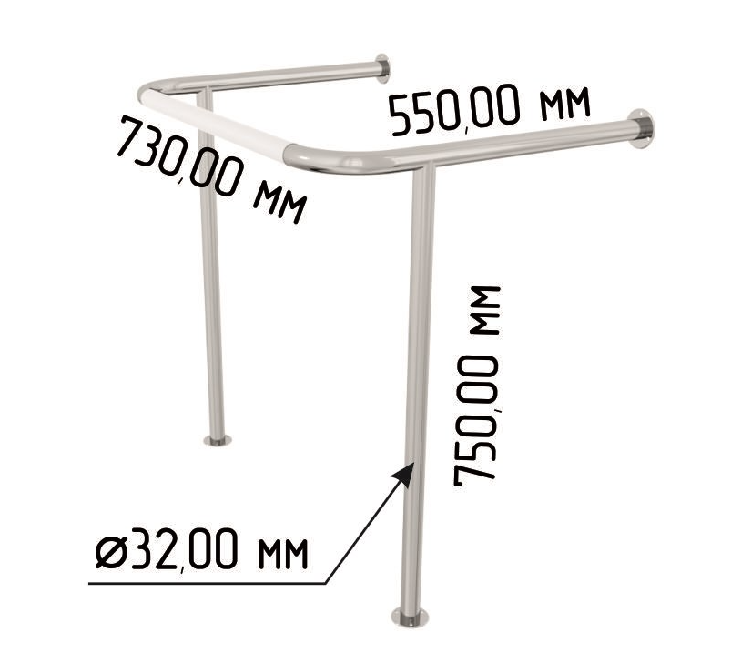 Поручень для раковины с ПВХ накладкой на стойках 550х730х750мм