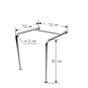 Поручень для унитаза напольный стационарный двухсторонний 750х850х700мм