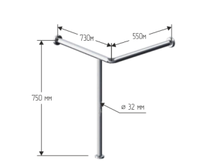 Поручень для угловой раковины на стойке 550х750х730мм - Левый