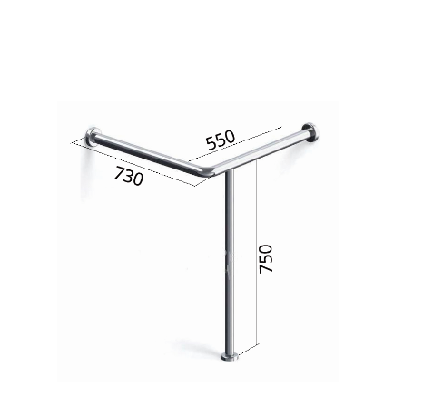 Поручень для угловой раковины на стойке 550х750х730мм - Левый — изображение 4