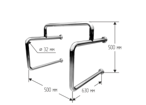 Поручень из нержавеющей стали для писсуара 500х630х500мм