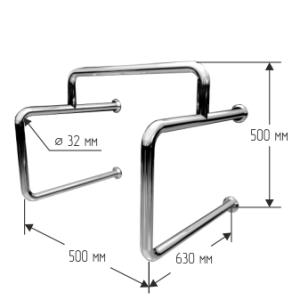 Поручень из нержавеющей стали для писсуара 500х630х500мм