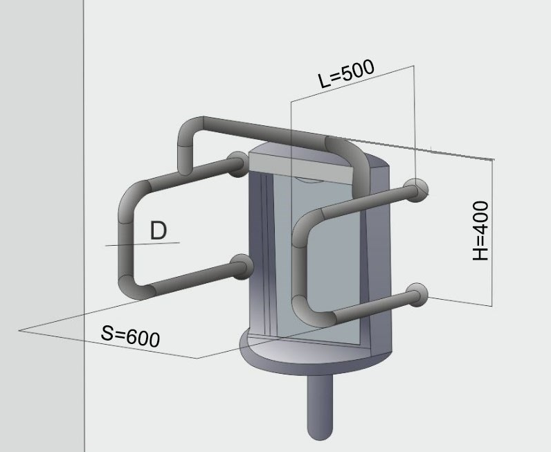Поручень из нержавеющей стали для писсуара 500х630х500мм — изображение 2