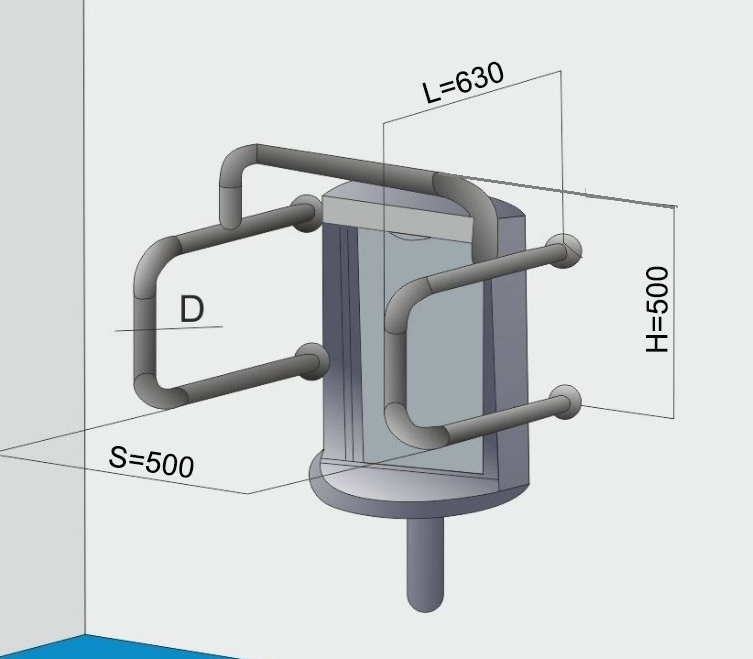 Поручень из нержавеющей стали для писсуара 500х630х500мм — изображение 3