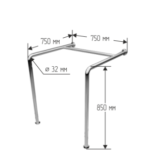 Поручень для унитаза напольный стационарный двухсторонний 750х850х750мм