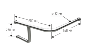 Поручень для угловой раковины 640х600х230мм