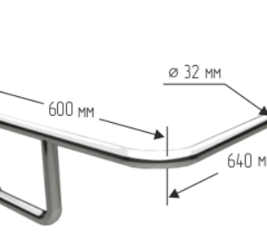 Поручень для угловой раковины 640х600х230мм
