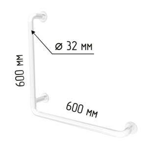 Поручень к унитазу настенный стационарный Г-образный 600х600 мм, белый