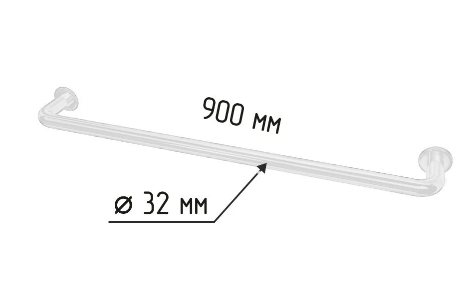 Поручень к раковине настенный стационарный прямой, 900 мм, белый