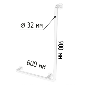 Поручень к зоне приема душа настенный стационарный Г-образный, 900х600 мм, белый