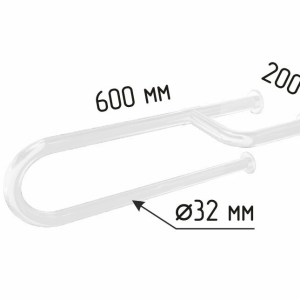 Поручень к раковине настенный трехопорный стационарный U-образный, 600 мм, белый