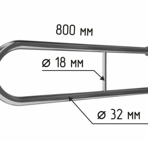 Поручень опорный настенный откидной без бумагодержателя 800х230 мм